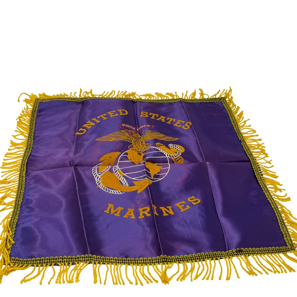 Vintage United States Marines USMC Satin Ceremonial Flag/Banner Purple Gold